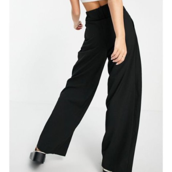 MANGO High Waisted Silky Black Palazzo Pants - Picture 2 of 2